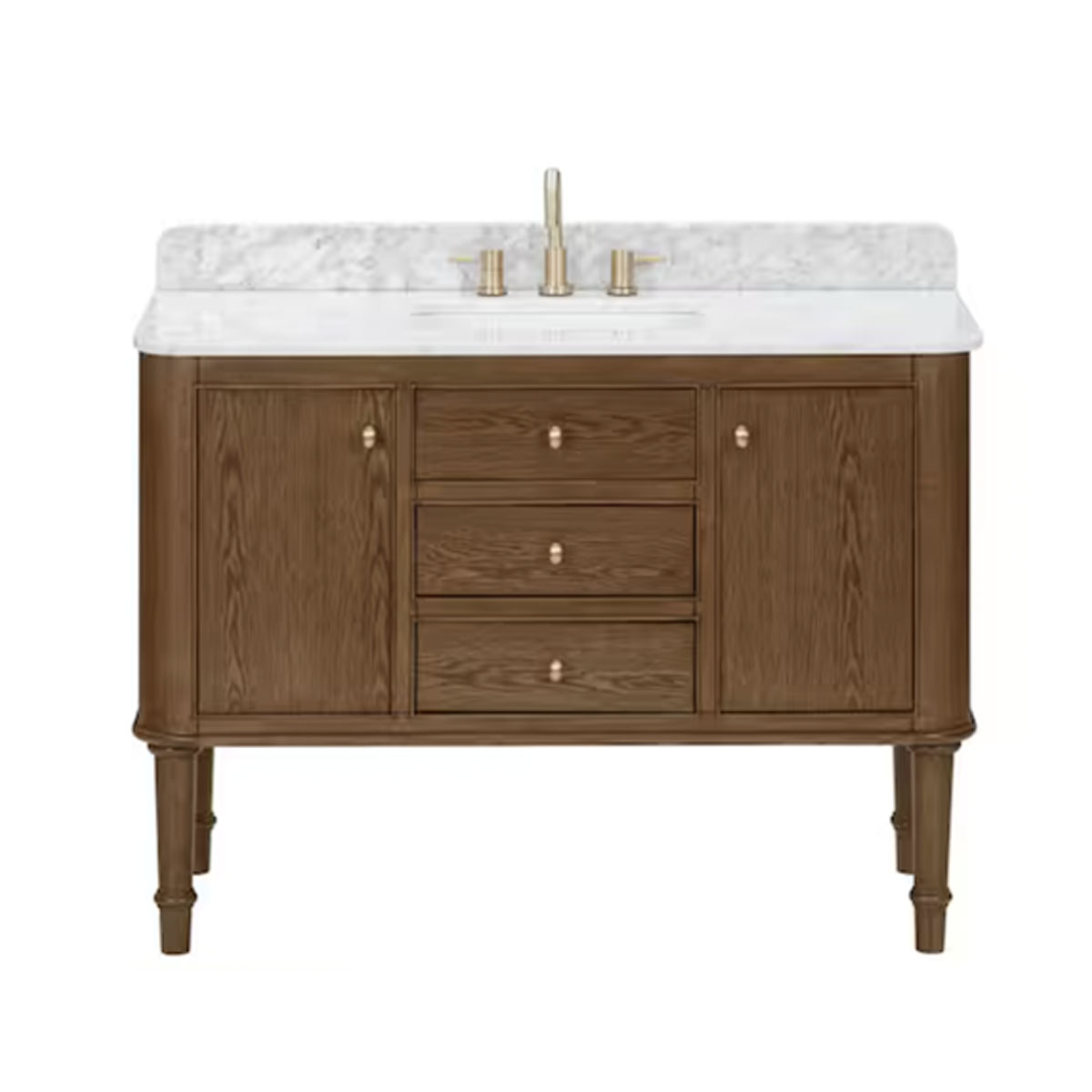 Collette 48 in. Single Sink Cinnamon Oak Bath Vanity with White Carrara Marble Top