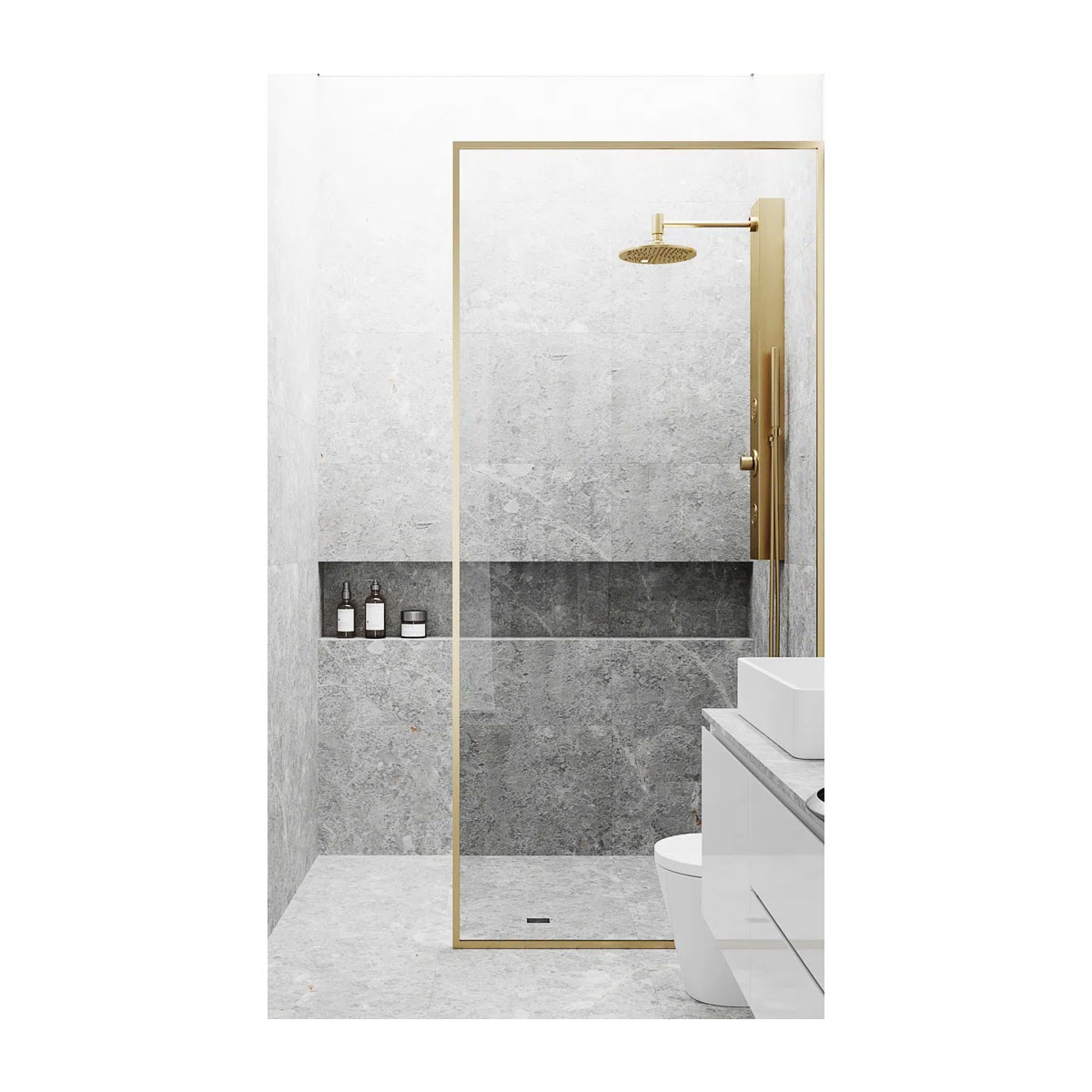 Vigo Meridian 34" W x 74" H Fixed Framed Shower Screen