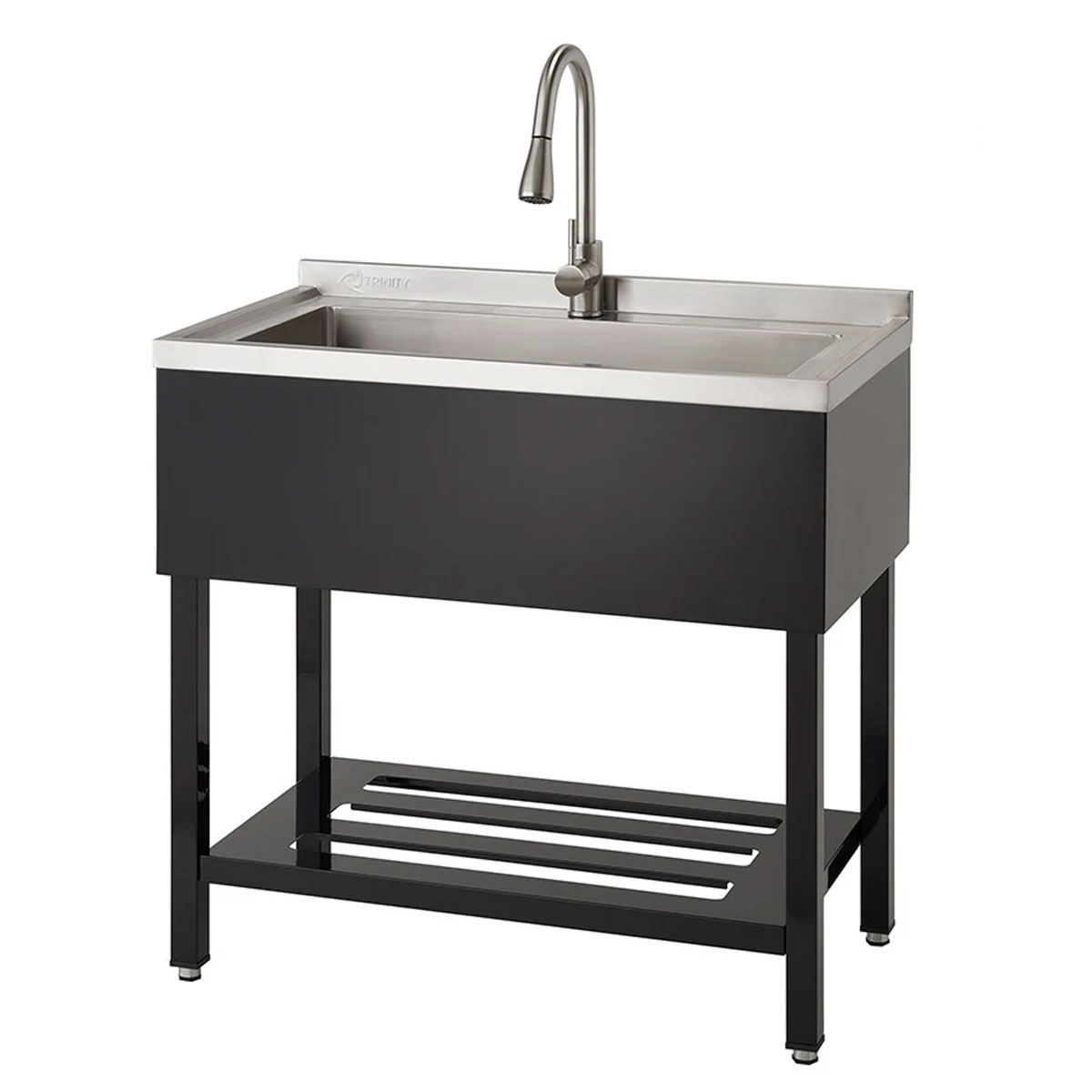 Trinity Stainless Steel Utility Sink, 30x14x11.5, Black